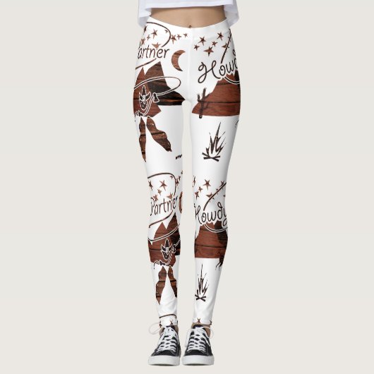 Rustikaler Howdy Partner Cowboy Leggings (Vorderseite)