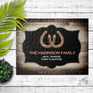 Rustikaler Hufeisenname Familienname Puzzle