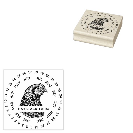Rustikaler Hühnerfamilienbetrieb ⎢ Eierkarton Datu Gummistempel (Stempel)