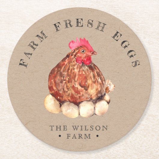 Rustikaler Hühnerfaser-Untersetzer Runder Pappuntersetzer (Vorderseite)