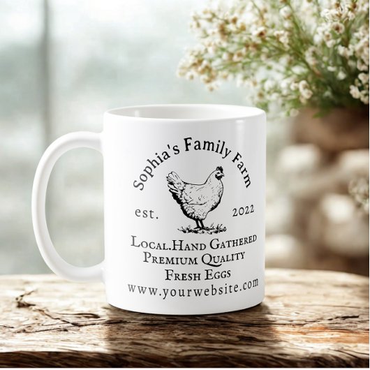 Rustikaler Hühnerhof Geschäft Schwarz Text Kaffeetasse