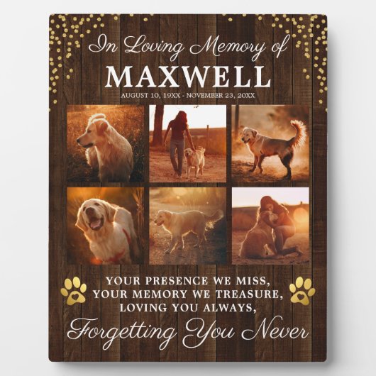 Rustikaler Hund aus Holz Fotoplatte (Vorderseite)