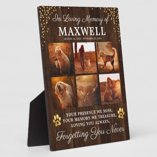 Rustikaler Hund aus Holz Fotoplatte (Seite)