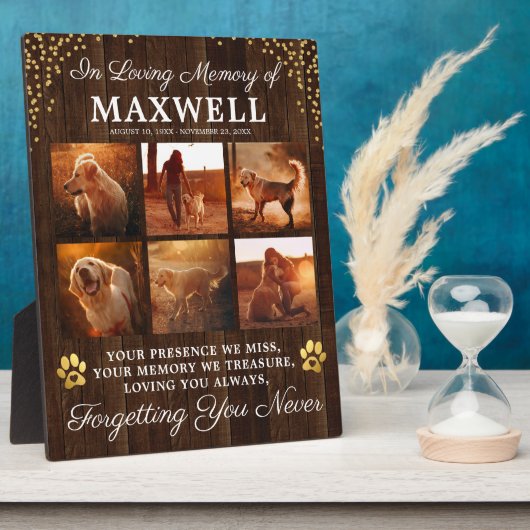 Rustikaler Hund aus Holz Fotoplatte (Seite)