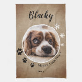 Rustikaler Hund Foto Frohe Weihnachten Geschirrtuch (Vertikal)