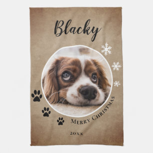 Rustikaler Hund Foto Frohe Weihnachten Geschirrtuch