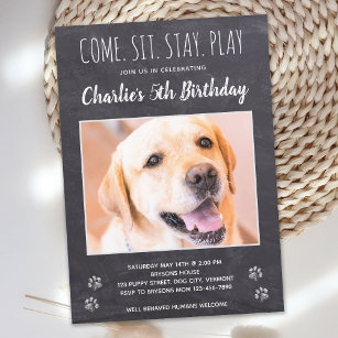 Rustikaler Hund Geburtstagsparty Puppy Pet Foto Einladungspostkarte