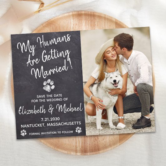 Rustikaler Hund Hochzeit Save the Date Ankündigungspostkarte