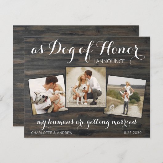 Rustikaler Hund Hochzeit speichern das Datum QR Co (Vorne/Hinten)