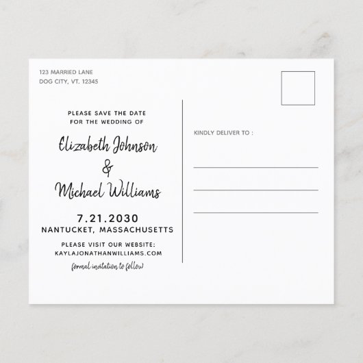 Rustikaler Hund Hochzeitbudget Save the Date Postk (Rückseite)