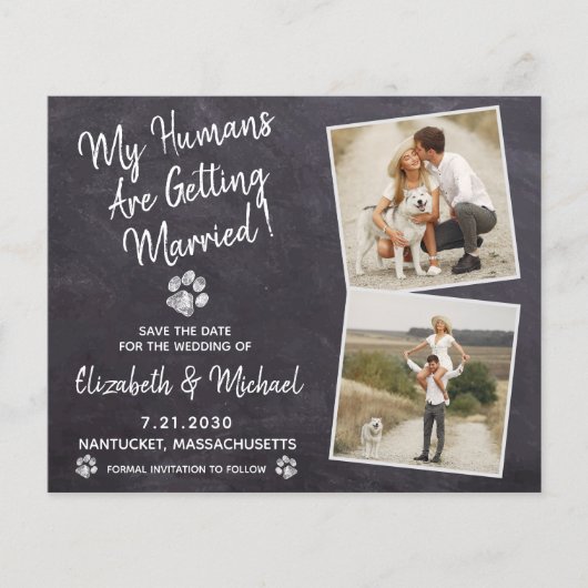 Rustikaler Hund Hochzeitbudget Save the Date Postk (Vorderseite)