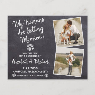 Rustikaler Hund Hochzeitbudget Save the Date Postk