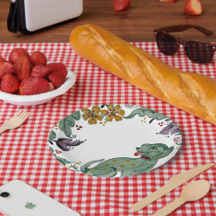 Rustikaler Hund Welpe Aquamarin farbenfrohe Bauern Pappteller