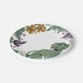 Rustikaler Hund Welpe Aquamarin farbenfrohe Bauern Pappteller (Schrägansicht)