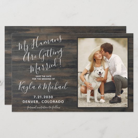 Rustikaler Hund zum Hochzeitbudget speichert die D (Vorne/Hinten)