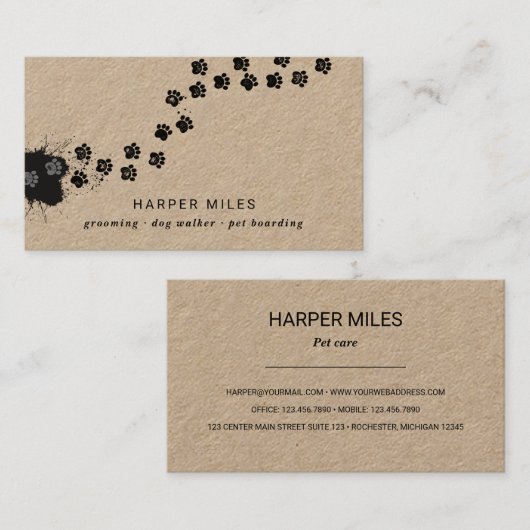 Rustikaler Hundesitterpflaster in Farbe Visitenkarte (Vorne/Hinten)