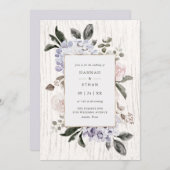 Rustikaler Hydrangea-Blumen| weiße hölzerne Einladung (Vorne/Hinten)