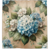 Rustikaler Hydrangeen-Badevorhang in Blau Duschvorhang (Vorderseite)