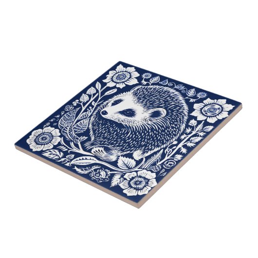 Rustikaler Igel Keramik Fliese (Seite)