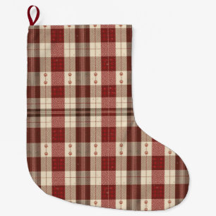 Rustikaler Immergrün- und Cranberry-Haustier-Weihn Großer Weihnachtsstrumpf