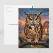 Rustikaler Impasto-Uhu sagt Hallo Postkarte (Vorne/Hinten)