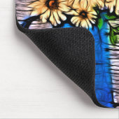 Rustikaler Impressionismus blaue Vase gelbe Sonnen Mousepad (Ecke)