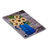Rustikaler Impressionismus blaue Vase gelbe Sonnen Notizblock (Rechte Seite)