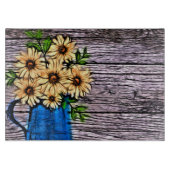 Rustikaler Impressionismus Blauer Vase Sommerdaisi Schneidebrett (Vorderseite)