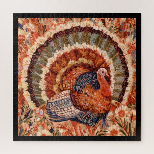 Rustikaler impressionistischer Herbsttruthahn Puzzle (Vertikal)