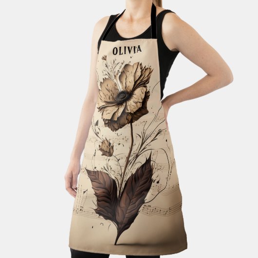 Rustikaler Individuelle Name Floral Champagne Musi Schürze (InSitu)