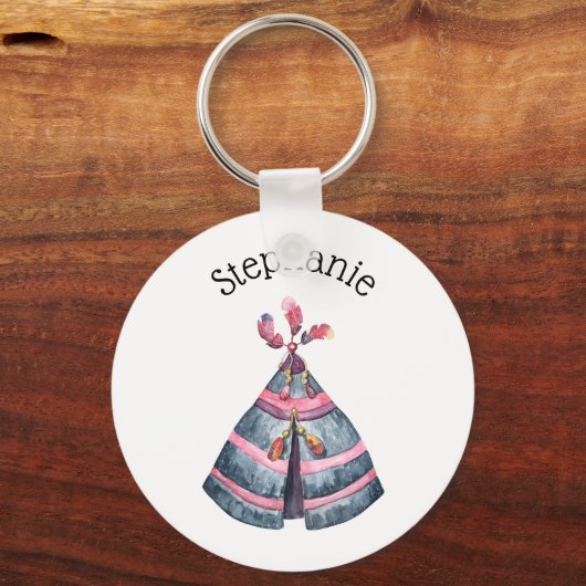 Rustikaler Individuelle Name Wigwam Schlüsselanhänger (Vorderseite)