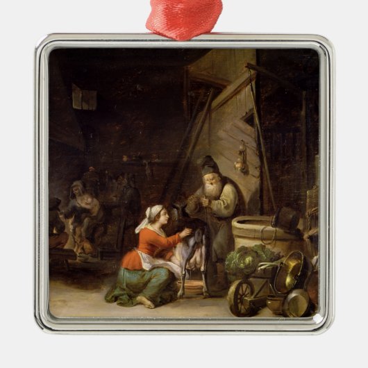 Rustikaler Innenraum Silbernes Ornament (Vorne)