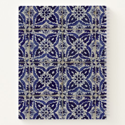 Rustikaler Italienischer Azulejo Blauer geometrisc Notizblock (Rückseite)