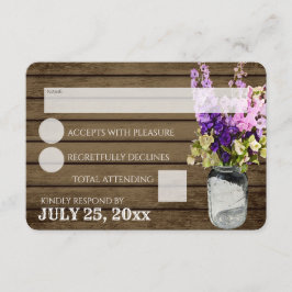 Rustikaler Jar Delpheniums Response RSVP Karte