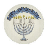 Rustikaler jüdischer Hiliday bemalt Hanukkah Menor Schneidebrett (Vorderseite)