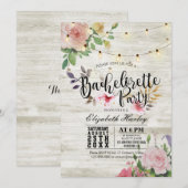 Rustikaler Junggeselinnen-Abschied aus Holzflorens Einladung (Vorne/Hinten)