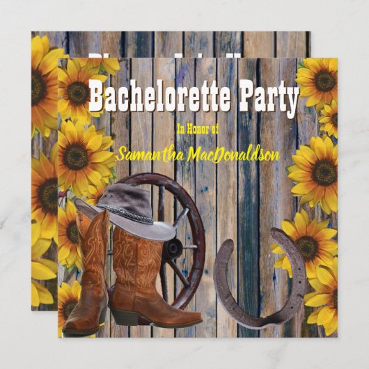 Rustikaler Junggeselinnen-Abschied Einladung (Vorne/Hinten)