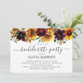 Rustikaler Junggeselinnen-Abschied Sonnenblumen Einladung (Stehend Vorderseite)