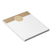 Rustikaler Jute-Hintergrund-Monogramm Notizblock (angewinkelt)