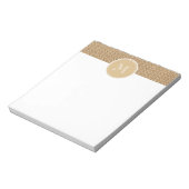 Rustikaler Jute-Hintergrund-Monogramm Notizblock (Rotiert)
