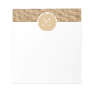 Rustikaler Jute-Hintergrund-Monogramm Notizblock