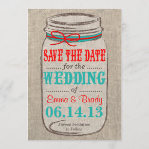 Rustikaler Jute & Mason Jar Hochzeit Termin vormer Save The Date