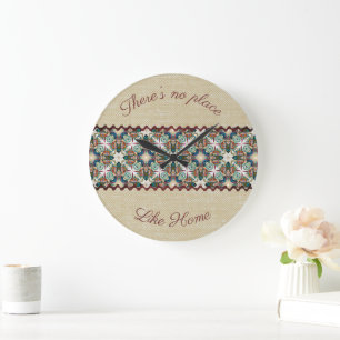 Rustikaler Jute und Blumen Große Wanduhr