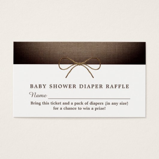 Rustikaler Jutebogen, Windel-Raffle-Ticket (Vorderseite)