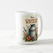 Rustikaler Kaffee-Cup mit Milchkanne und Blume Kaffeetasse (VorderseiteRechts)