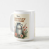 Rustikaler Kaffee-Cup mit Milchkanne und Blume Kaffeetasse (Vorderseite Links)