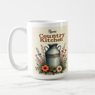 Rustikaler Kaffee-Cup mit Milchkanne und Blume Kaffeetasse