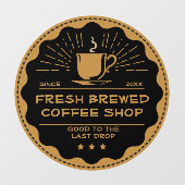 Rustikaler Kaffee-Shop-Cup an der Vordertür anpass Fensteraufkleber (Blatt)