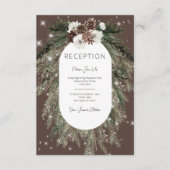 Rustikaler Kakao Pine Winter Sparkle Empfang Begleitkarte (Vorderseite)