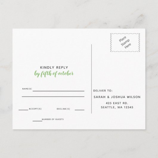 Rustikaler Kaktus Mexican Wedding Rsvp Einladungspostkarte (Rückseite)